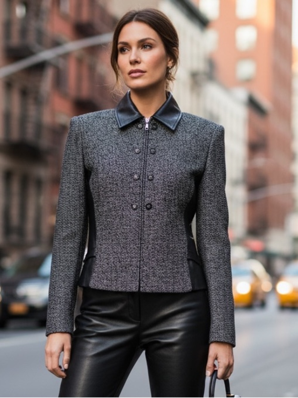St. John Collection by Marie Gray Vintage Santana Knit Jacket Black Suede 8